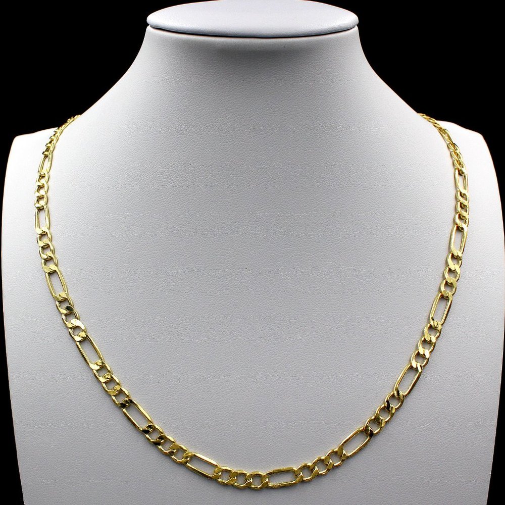 10K Yellow Gold 4.5mm 22" Figaro Link Chain Necklace